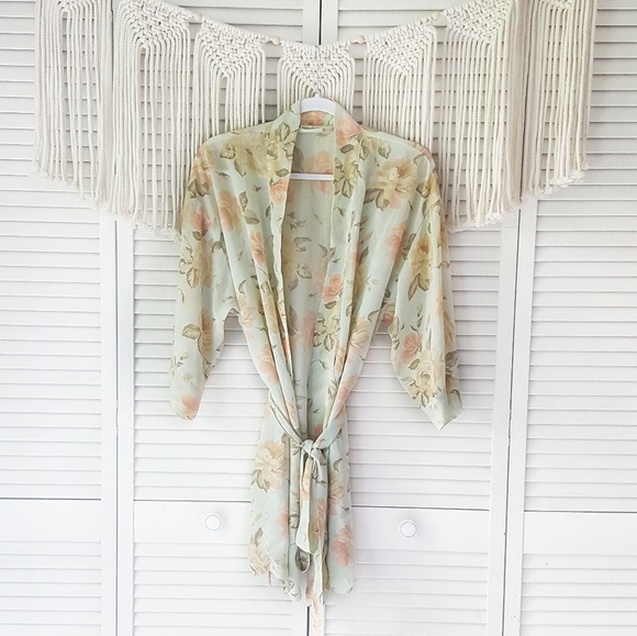 Victoria's Secret Other - VICTORIA'S SECRET Vintage Blue Floral Silk Robe